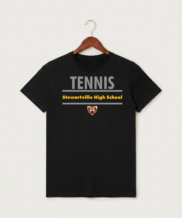 Stewartville High School Tennis (Coed) - Black T-Shirt - Full Front