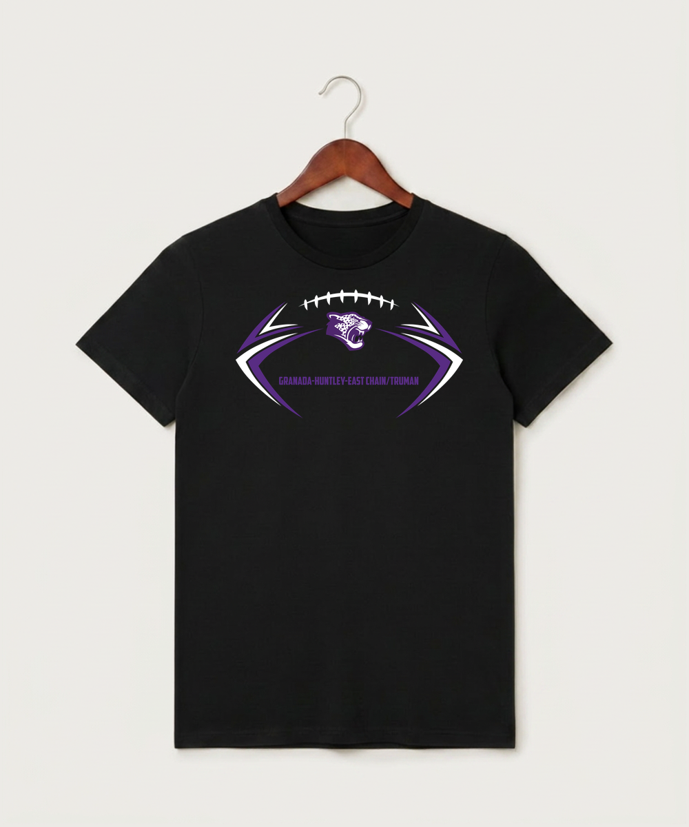 Granada-Huntley-East Chain/Truman Football (Boys) - Black T-Shirt - Full Front