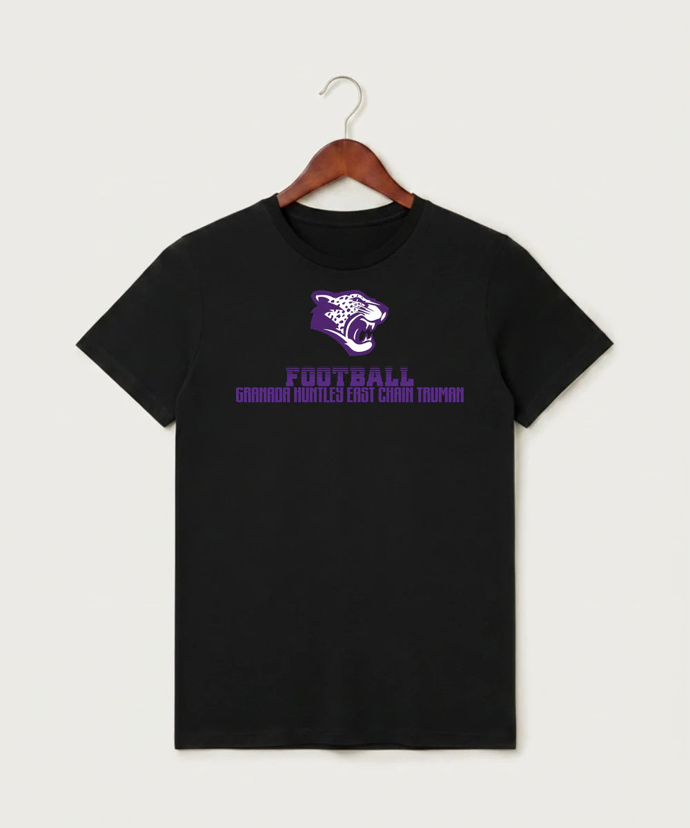 Granada-Huntley-East Chain/Truman Football (Boys) - Black T-Shirt - Full Front