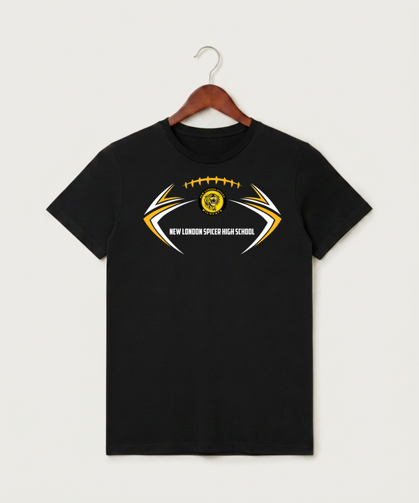 New London Spicer High School Football (Boys) - Black T-Shirt - Full Front