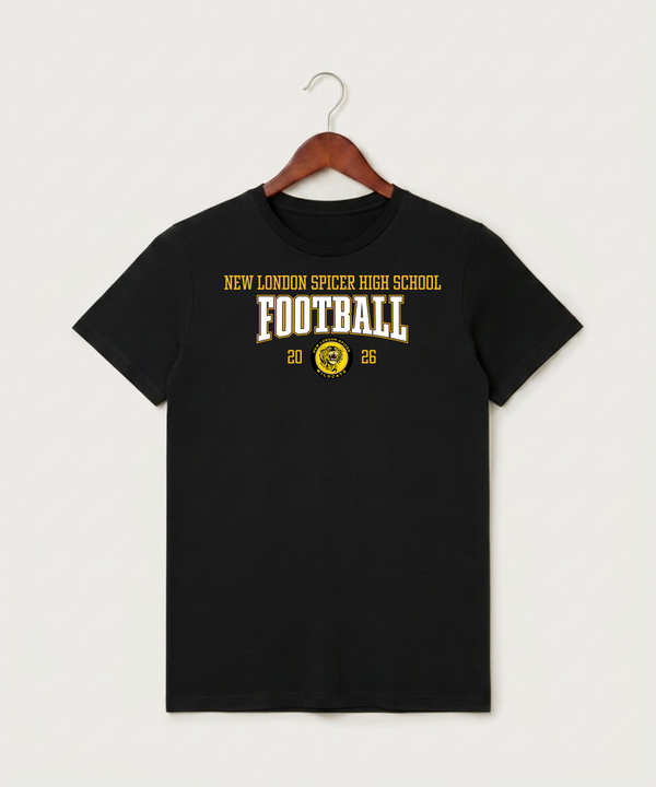 New London Spicer High School Football (Boys) - Black T-Shirt - Full Front