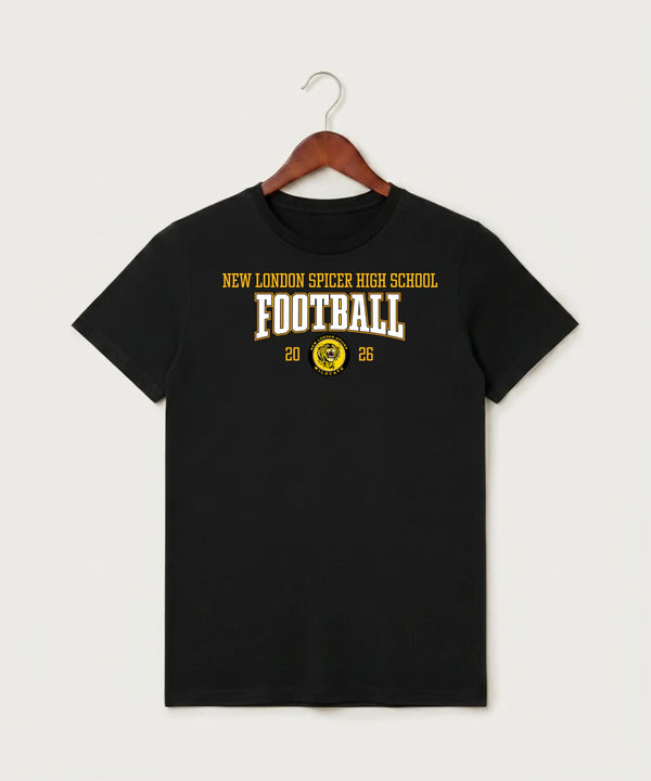 New London Spicer High School Football (Boys) - Black T-Shirt - Full Front