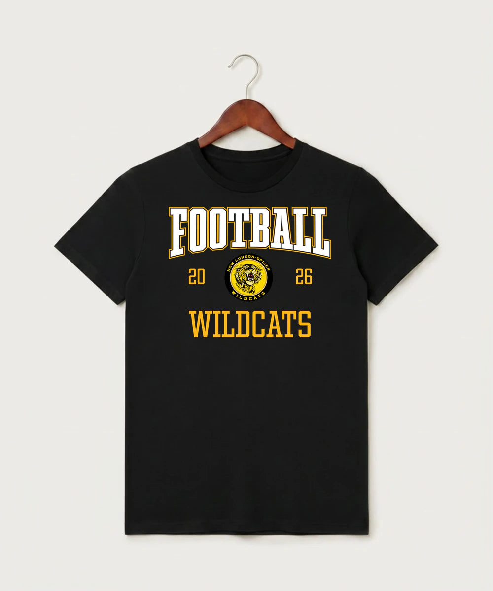 New London Spicer High School Football (Boys) - Black T-Shirt - Full Front
