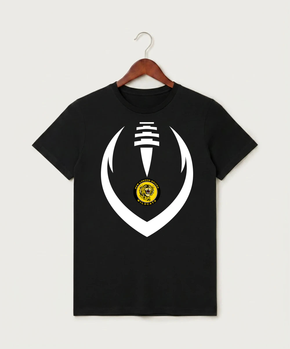 New London Spicer High School Football (Boys) - Black T-Shirt - Full Front