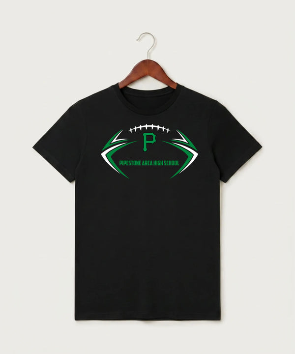 Pipestone Area High School Football (Boys) - Black T-Shirt - Full Front