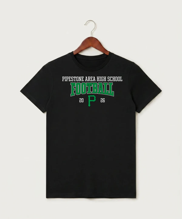 Pipestone Area High School Football (Boys) - Black T-Shirt - Full Front