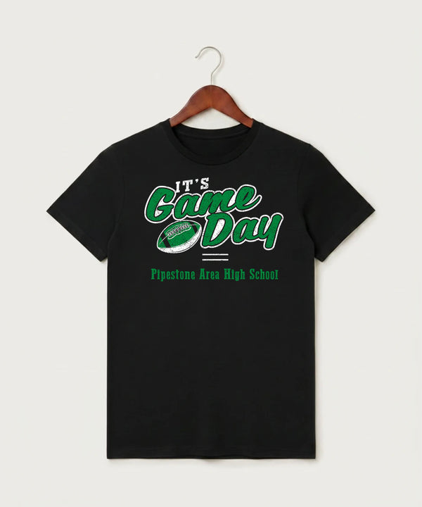 Pipestone Area High School Football (Boys) - Black T-Shirt - Full Front