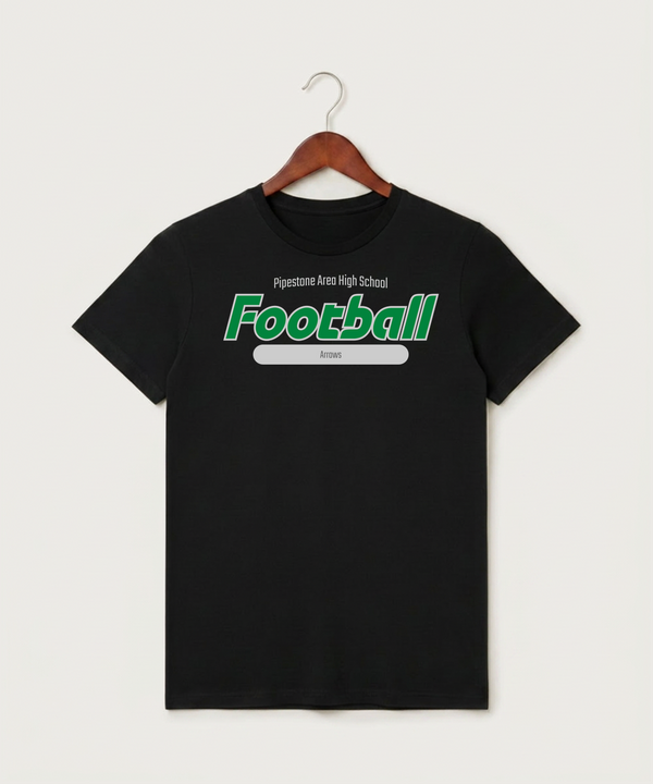 Pipestone Area High School Football (Boys) - Black T-Shirt - Full Front