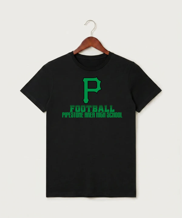 Pipestone Area High School Football (Boys) - Black T-Shirt - Full Front