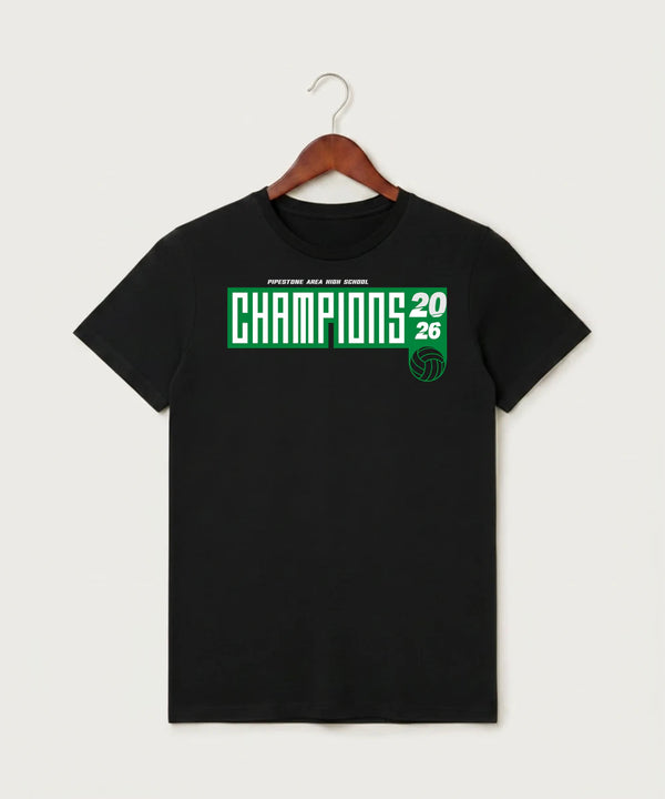 Pipestone Area High School Volleyball (Girls) - Black T-Shirt - Full Front