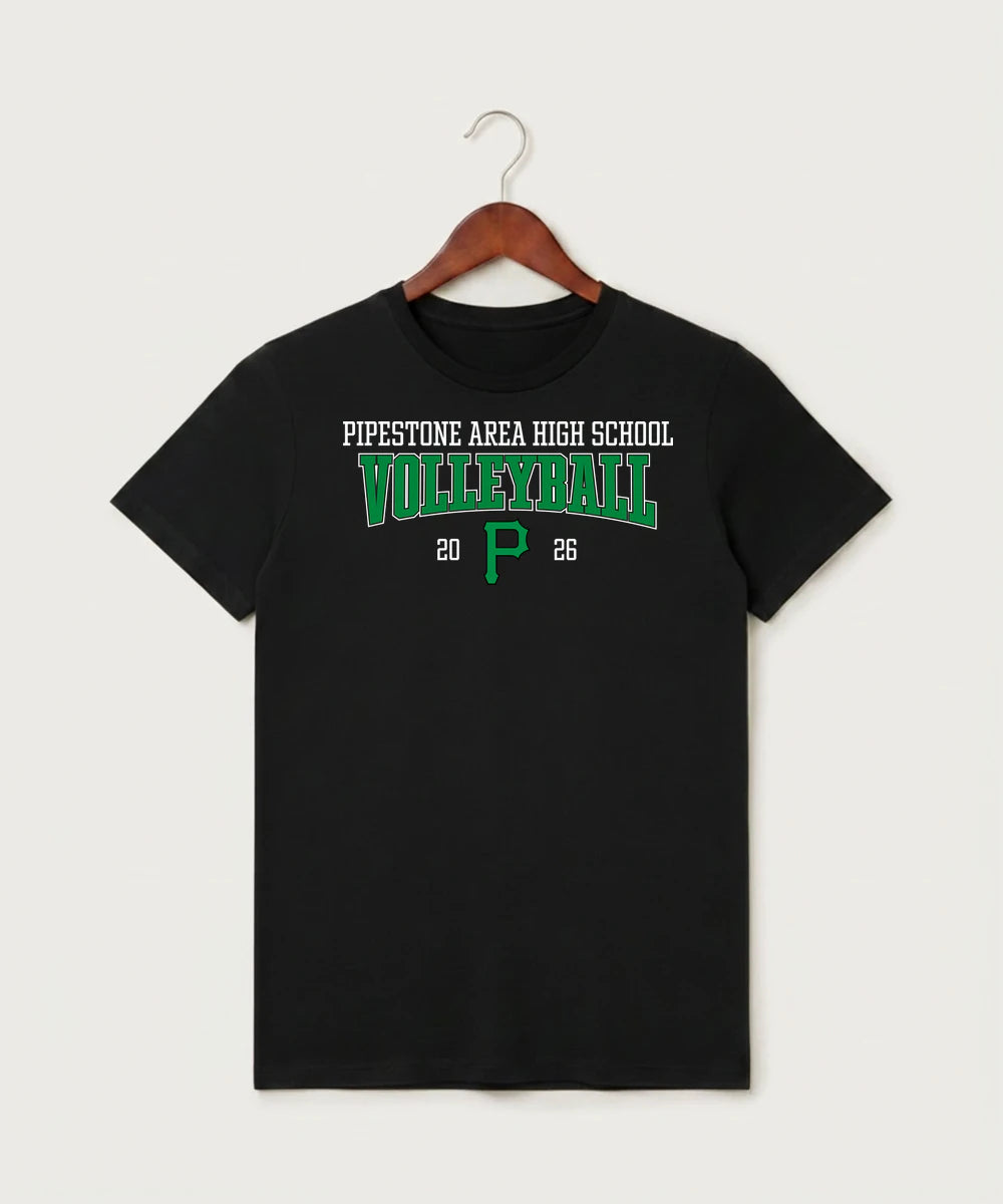 Pipestone Area High School Volleyball (Girls) - Black T-Shirt - Full Front