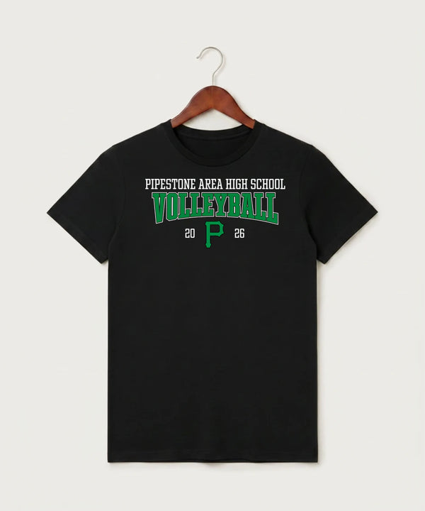 Pipestone Area High School Volleyball (Girls) - Black T-Shirt - Full Front