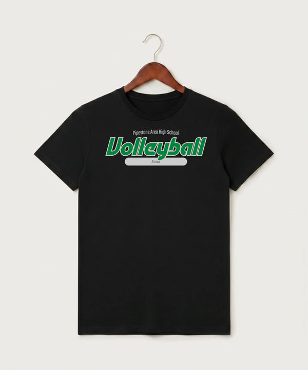 Pipestone Area High School Volleyball (Girls) - Black T-Shirt - Full Front
