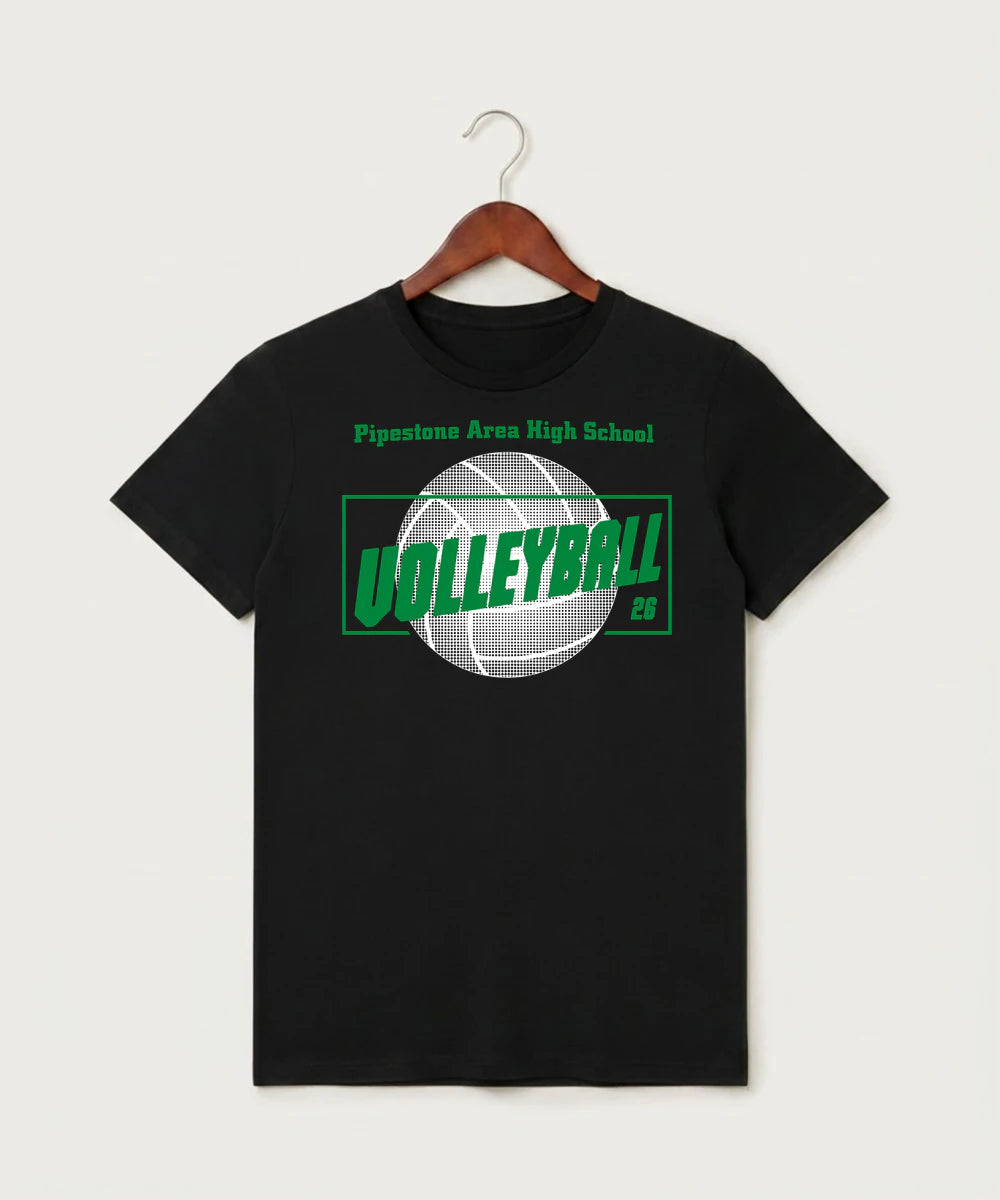 Pipestone Area High School Volleyball (Girls) - Black T-Shirt - Full Front