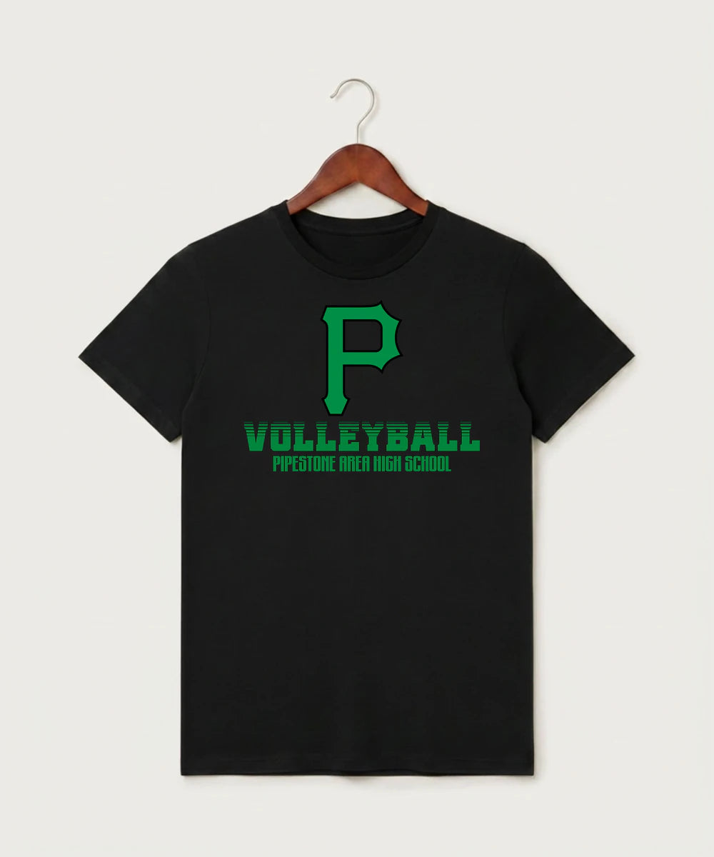 Pipestone Area High School Volleyball (Girls) - Black T-Shirt - Full Front