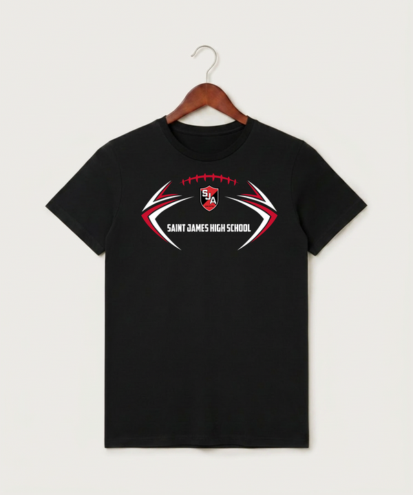 Saint James High School Football (Boys) - Black T-Shirt - Full Front
