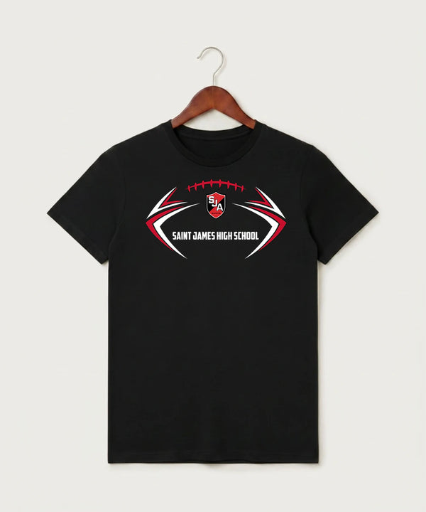 Saint James High School Football (Boys) - Black T-Shirt - Full Front
