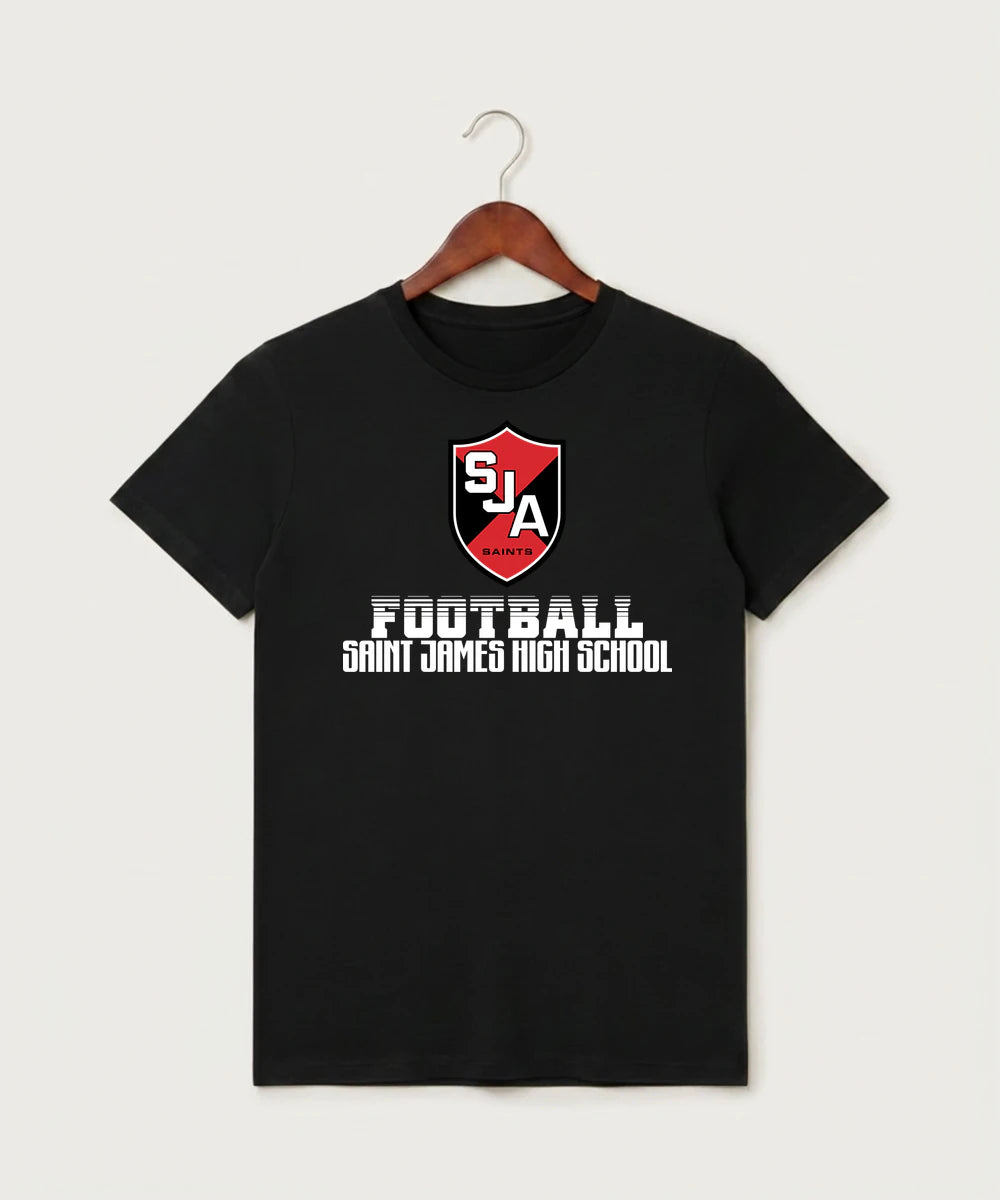 Saint James High School Football (Boys) - Black T-Shirt - Full Front