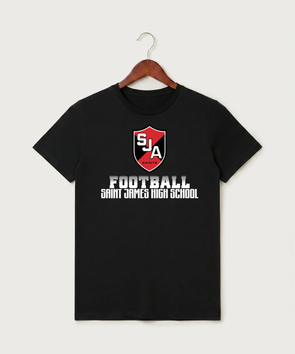 Saint James High School Football (Boys) - Black T-Shirt - Full Front