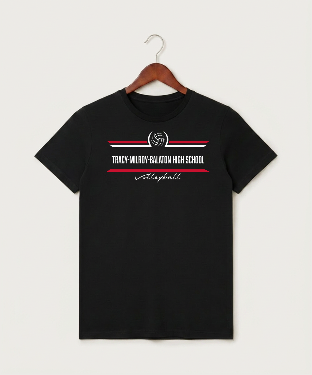 Tracy-Milroy-Balaton High School Volleyball (Girls) - Black T-Shirt - Full Front