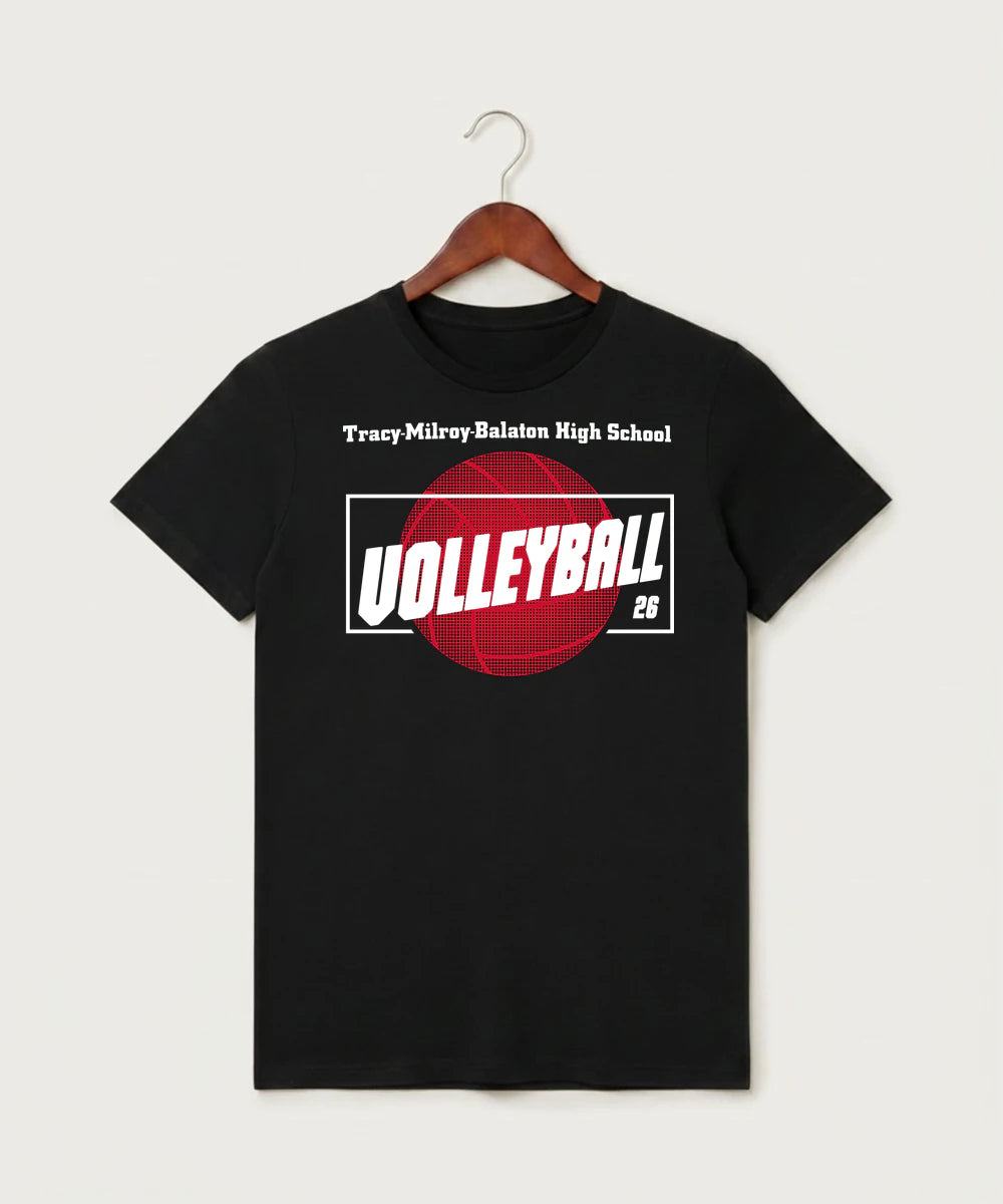 Tracy-Milroy-Balaton High School Volleyball (Girls) - Black T-Shirt - Full Front
