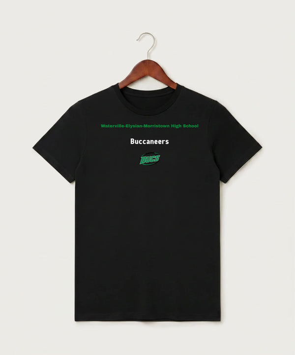 Waterville-Elysian-Morristown High School Football (Boys) - Black T-Shirt - Full Front