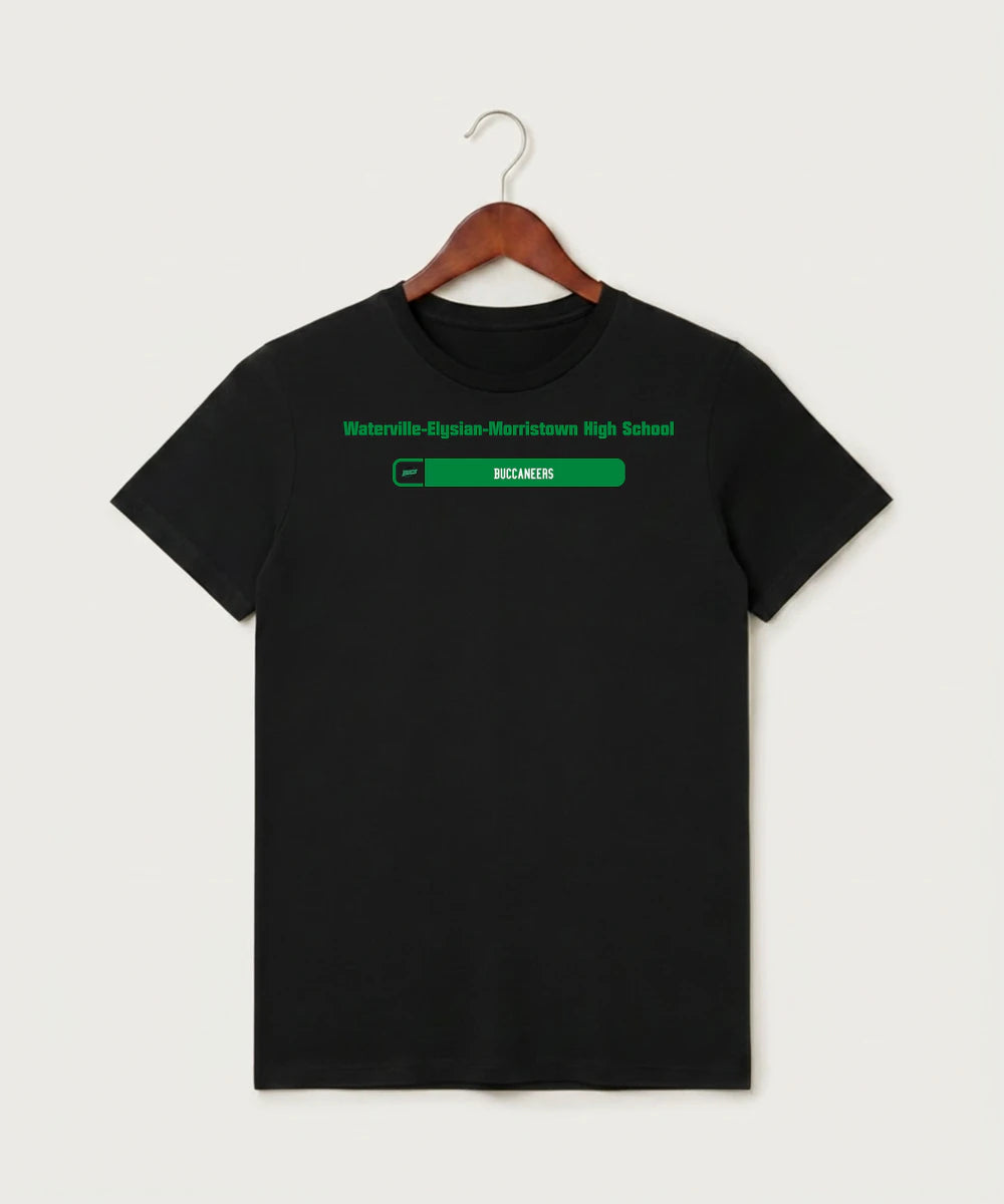 Waterville-Elysian-Morristown High School Football (Boys) - Black T-Shirt - Full Front