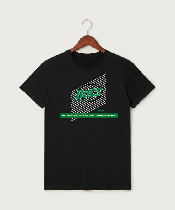 Waterville-Elysian-Morristown High School Football (Boys) - Black T-Shirt - Full Front