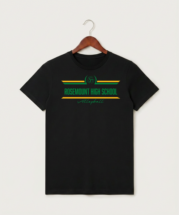 Rosemount High School Volleyball (Girls) - Black T-Shirt - Full Front