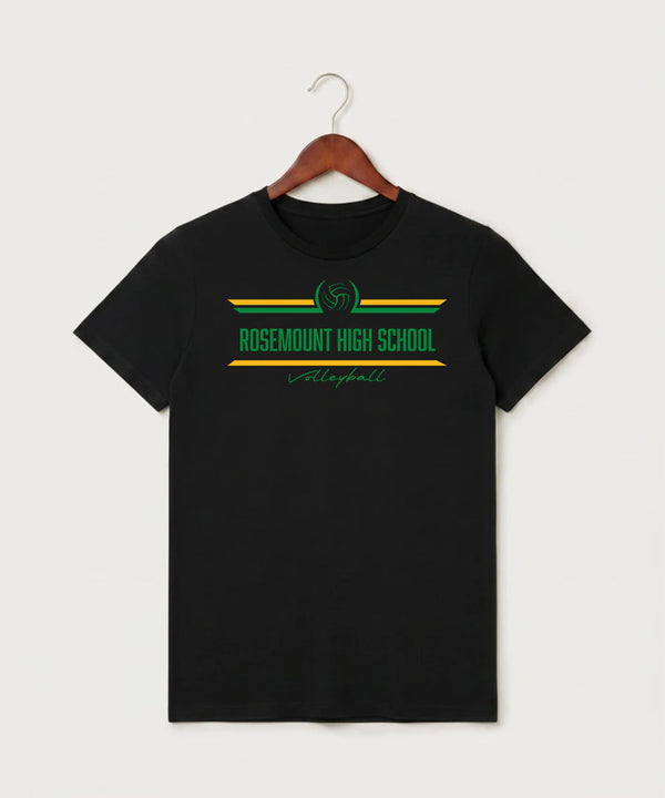 Rosemount High School Volleyball (Girls) - Black T-Shirt - Full Front
