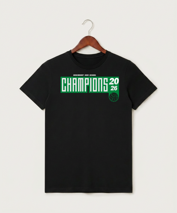 Rosemount High School Volleyball (Girls) - Black T-Shirt - Full Front