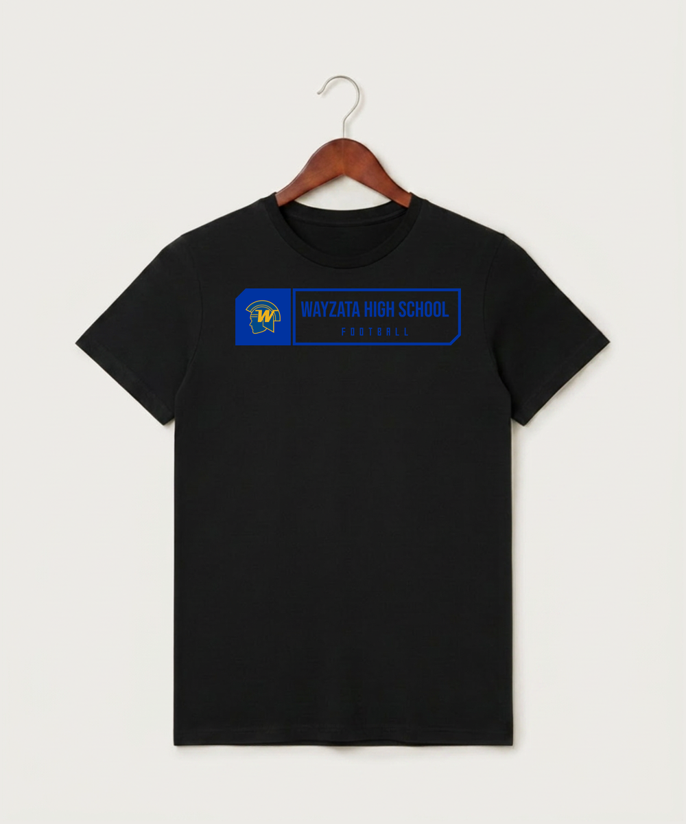 Wayzata High School Football (Boys) - Black T-Shirt - Full Front