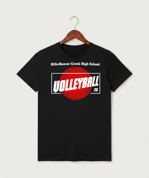 Hills-Beaver Creek High School Volleyball (Girls) - Black T-Shirt - Full Front