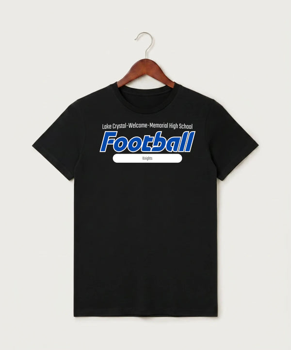 Lake Crystal-Welcome-Memorial High School Football (Boys) - Black T-Shirt - Full Front