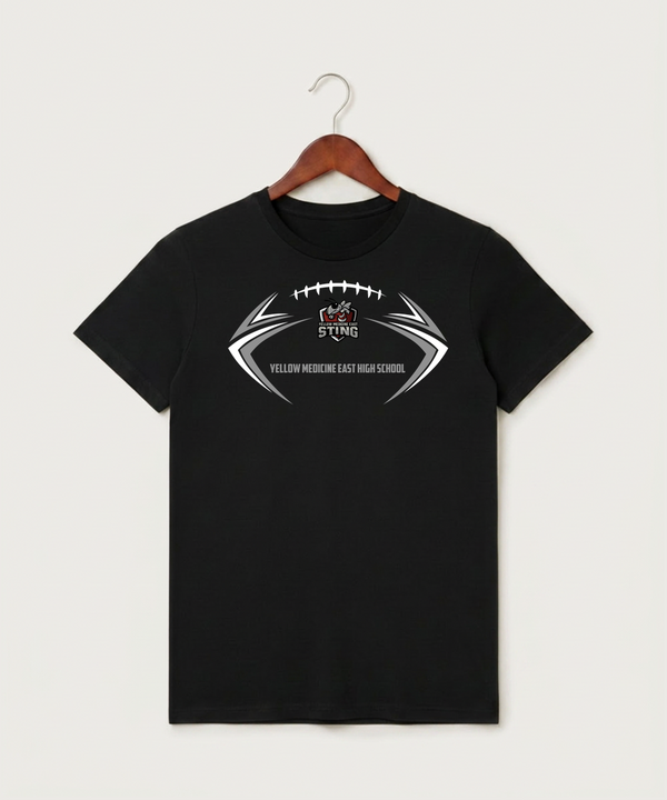 Yellow Medicine East High School Football (Boys) - Black T-Shirt - Full Front