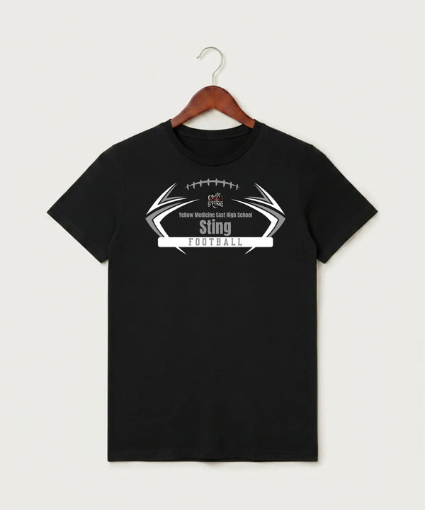 Yellow Medicine East High School Football (Boys) - Black T-Shirt - Full Front