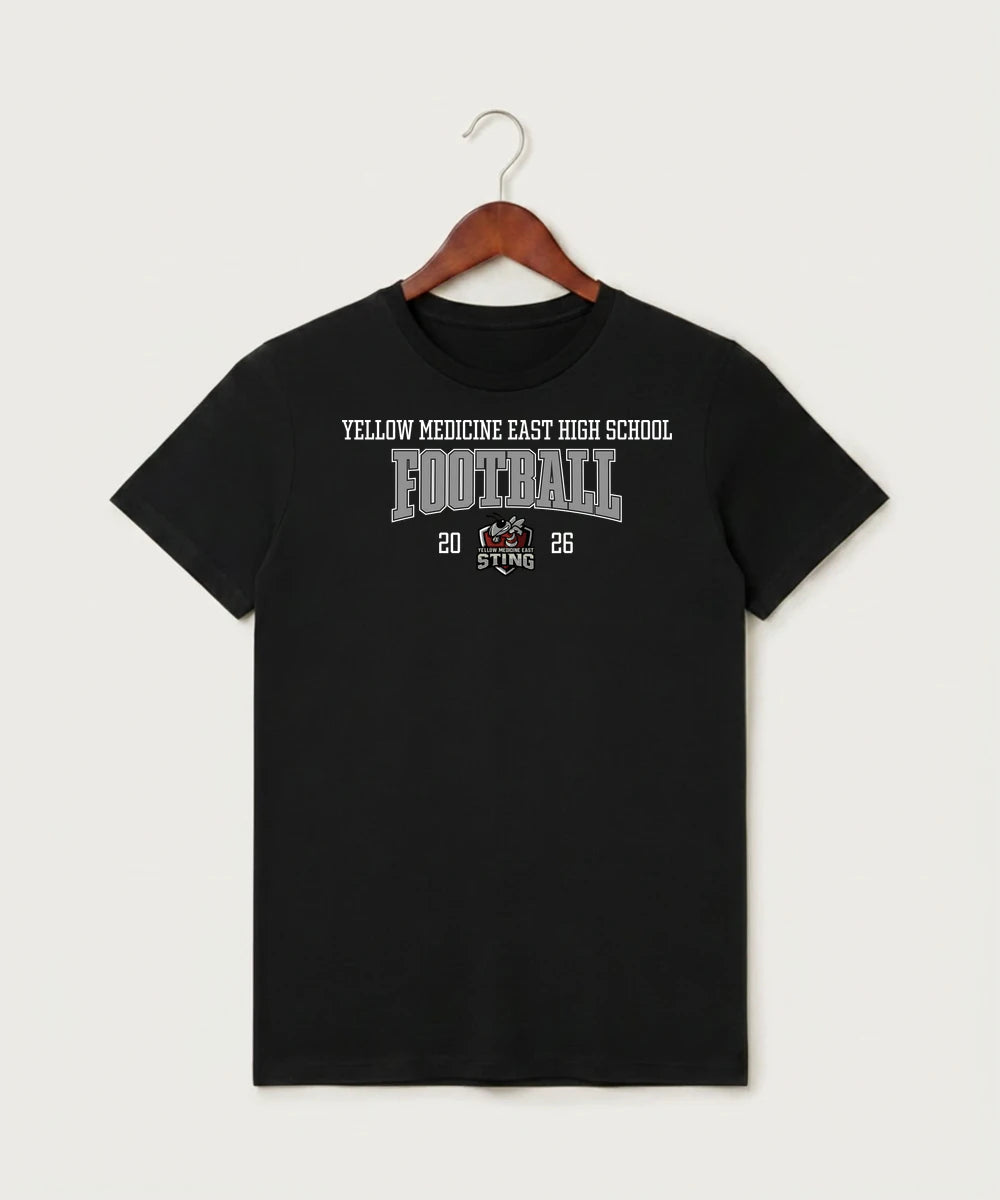 Yellow Medicine East High School Football (Boys) - Black T-Shirt - Full Front