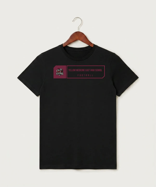 Yellow Medicine East High School Football (Boys) - Black T-Shirt - Full Front