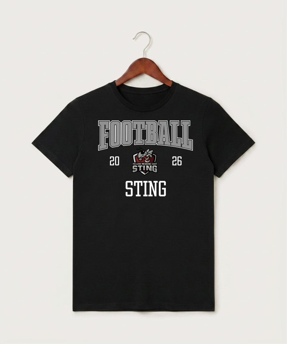 Yellow Medicine East High School Football (Boys) - Black T-Shirt - Full Front