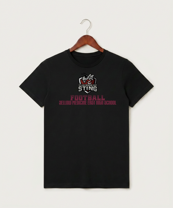 Yellow Medicine East High School Football (Boys) - Black T-Shirt - Full Front