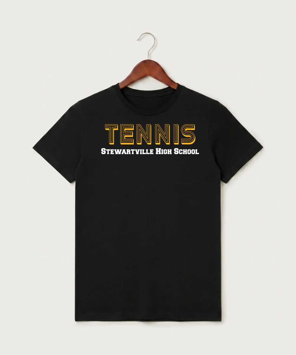 Stewartville High School Tennis (Coed) - Black T-Shirt - Full Front