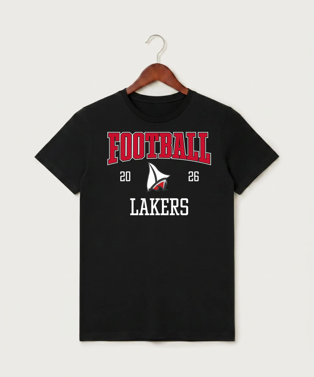 Detroit Lakes Community High School Football (Boys) - Black T-Shirt - Full Front