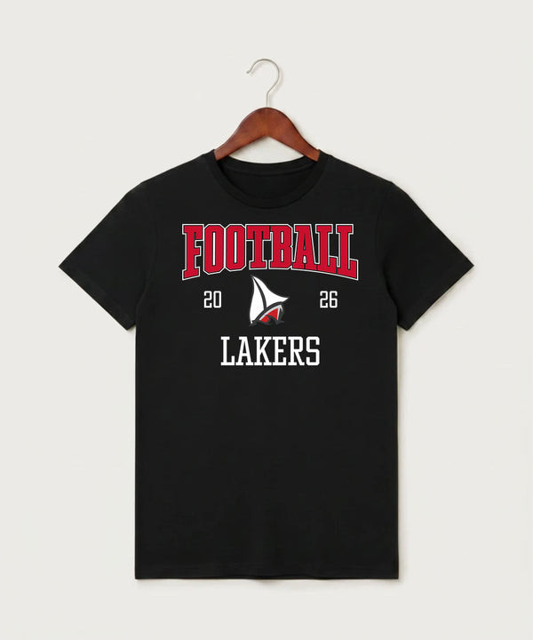 Detroit Lakes Community High School Football (Boys) - Black T-Shirt - Full Front