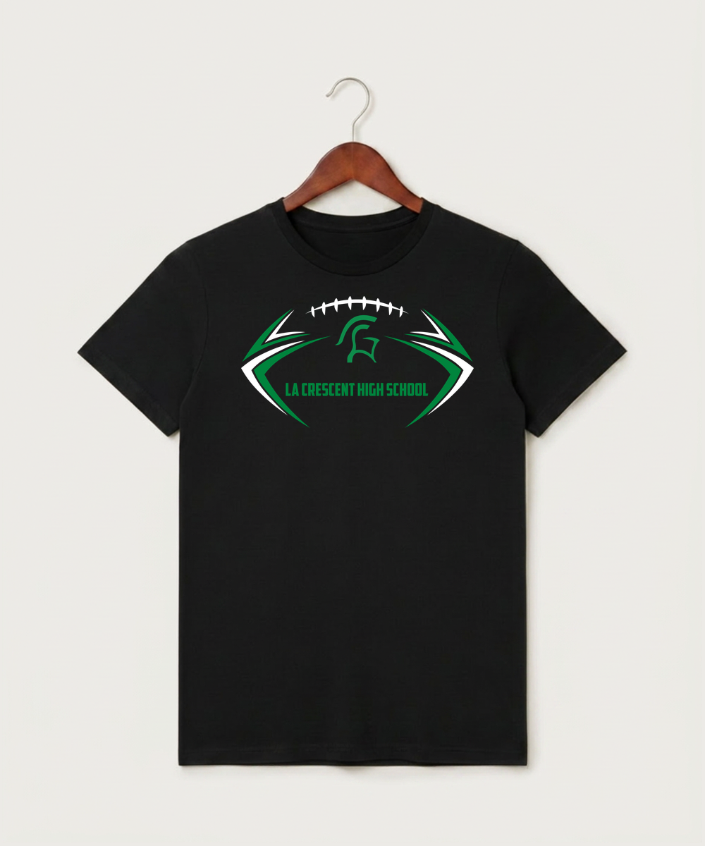 La Crescent High School Football (Boys) - Black T-Shirt - Full Front