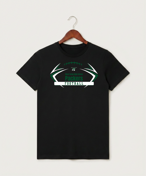 West Fargo High School Football (Boys) - Black T-Shirt - Full Front