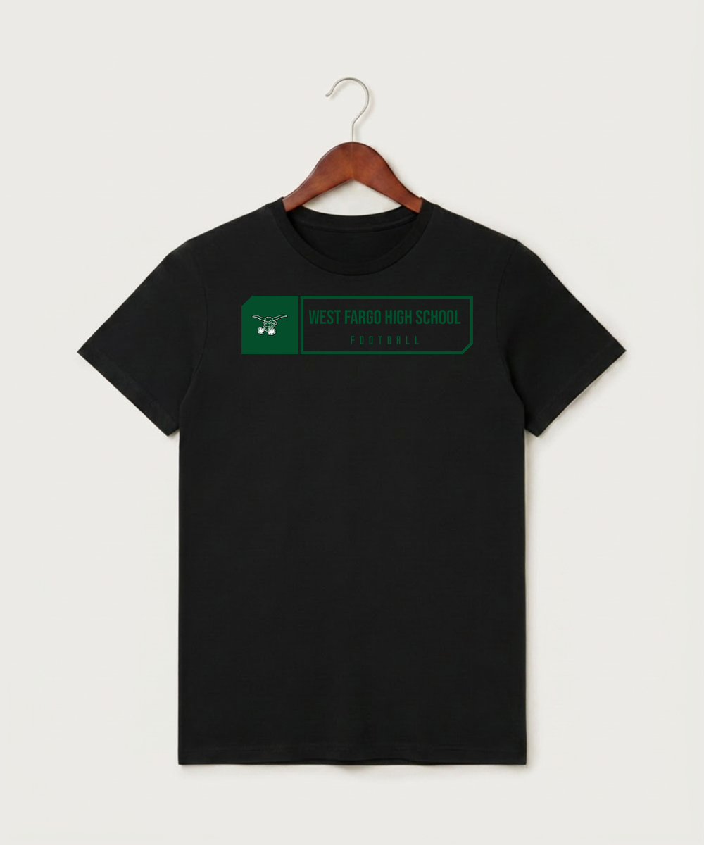 West Fargo High School Football (Boys) - Black T-Shirt - Full Front