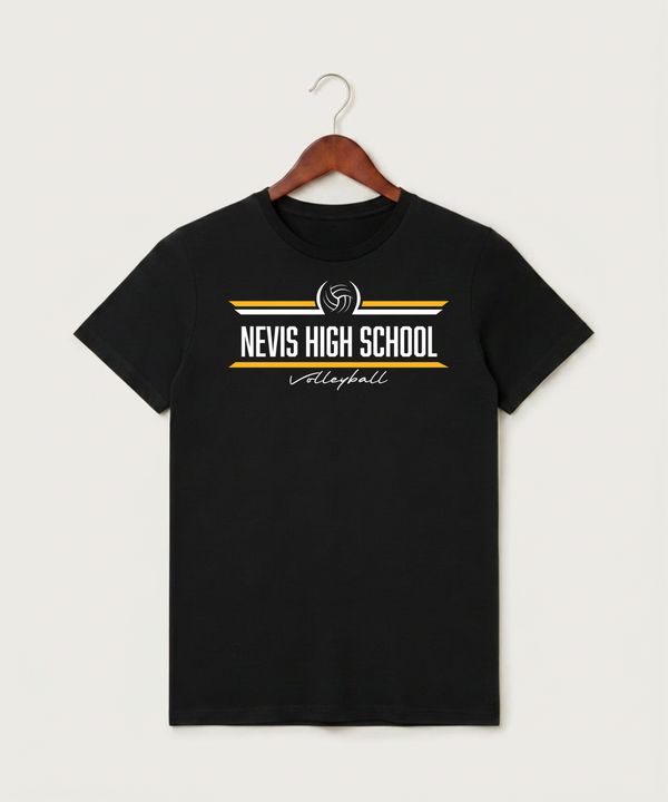 Nevis High School Volleyball (Girls) - Black T-Shirt - Full Front