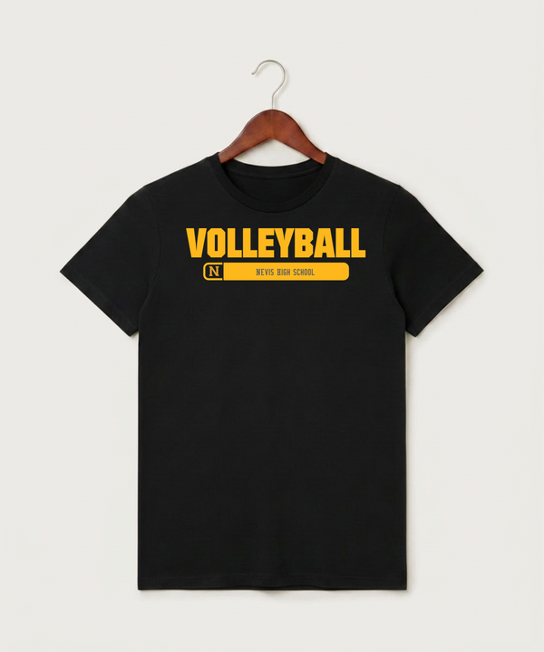 Nevis High School Volleyball (Girls) - Black T-Shirt - Full Front