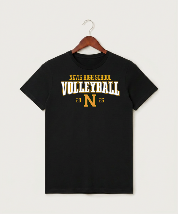 Nevis High School Volleyball (Girls) - Black T-Shirt - Full Front
