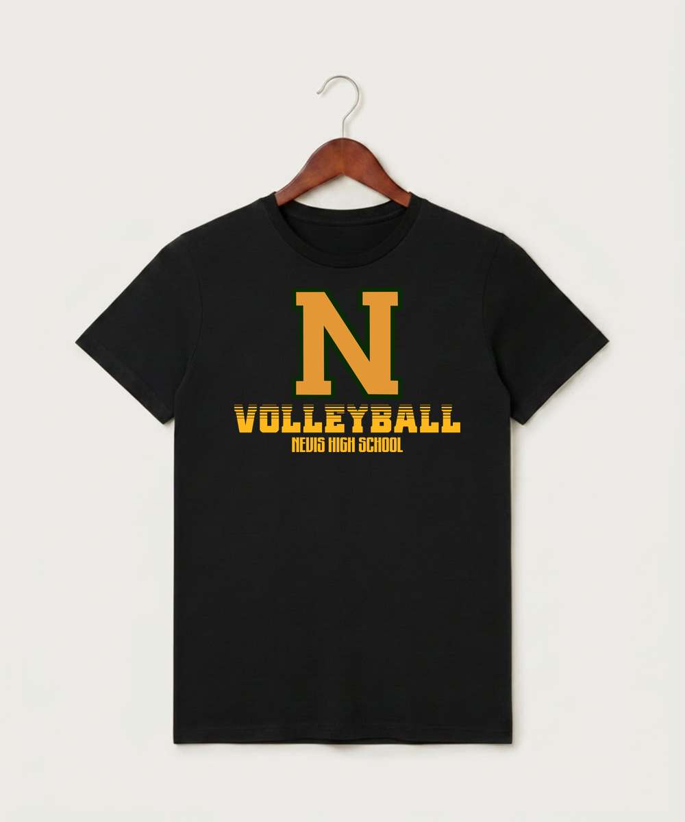 Nevis High School Volleyball (Girls) - Black T-Shirt - Full Front
